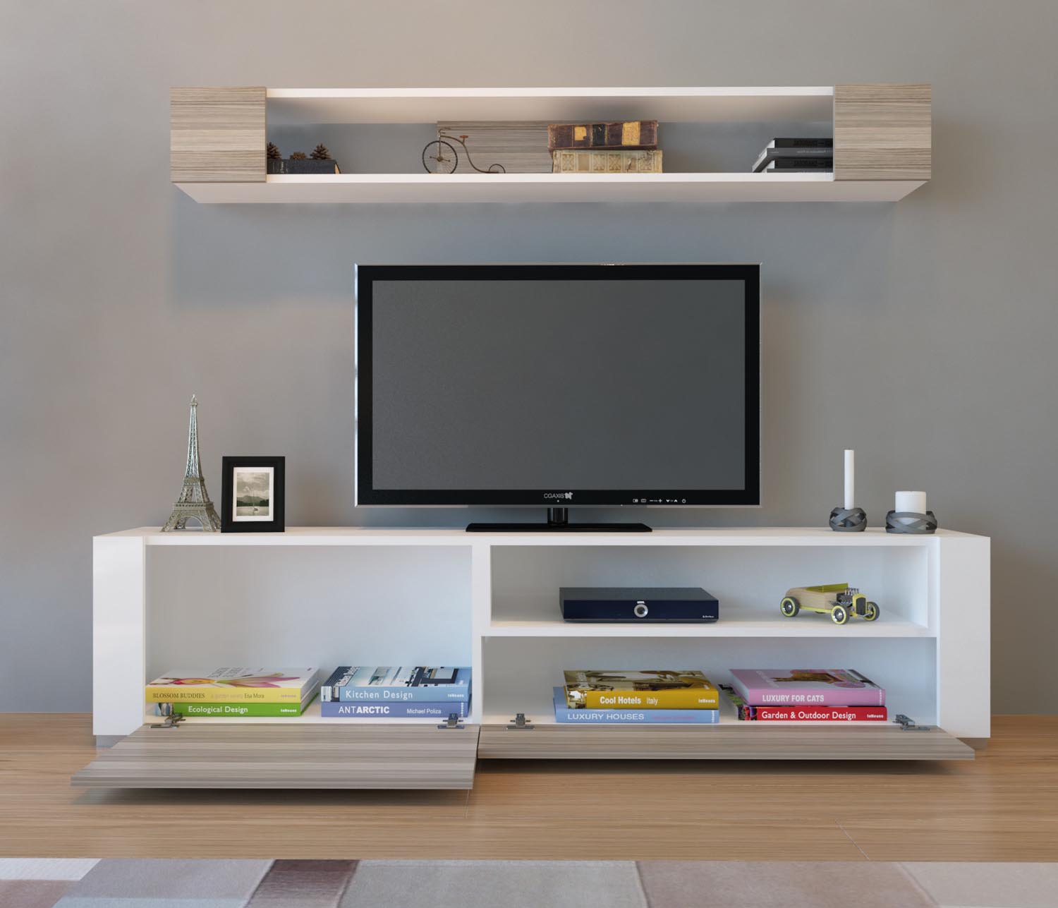 Arya - White, Cordoba in Weiss
 Cordoba präsentiert im Onlineshop von KAQTU Design AG. TV-Möbel ist von Hanah Home