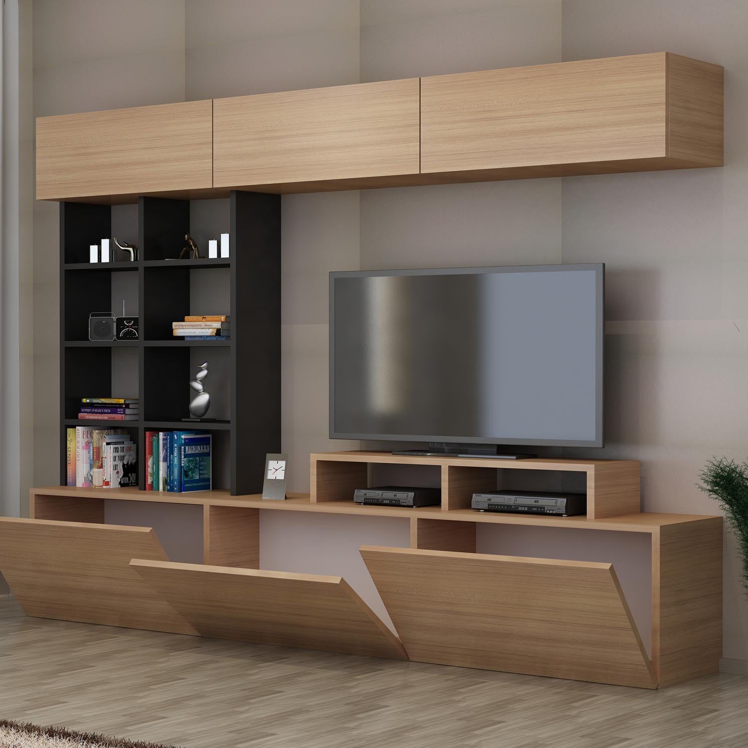 Sasa - Teak, Black in Teak Schwarz präsentiert im Onlineshop von KAQTU Design AG. TV-Möbel ist von Hanah Home