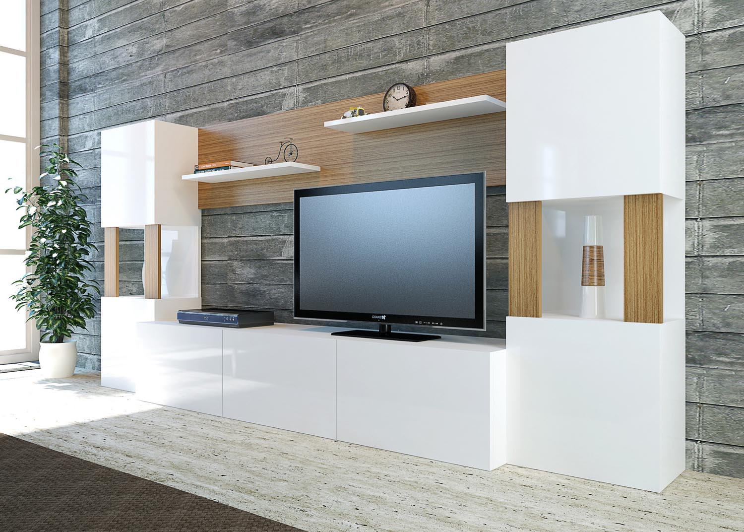Lore - White, Teak in Weiss
 Teak präsentiert im Onlineshop von KAQTU Design AG. TV-Möbel ist von Hanah Home
