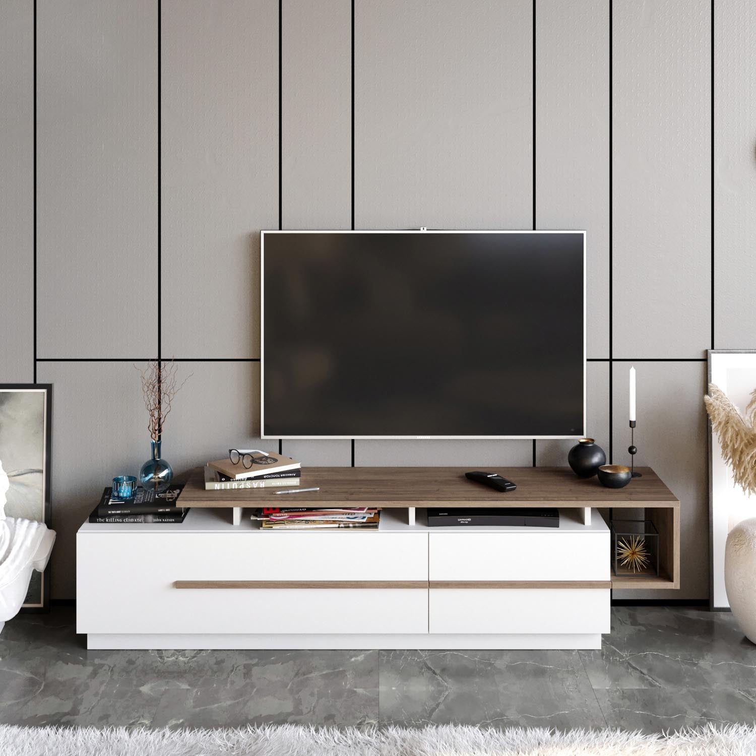 Pia - Walnut, White in Walnuss Weiss präsentiert im Onlineshop von KAQTU Design AG. Sideboard ist von Hanah Home