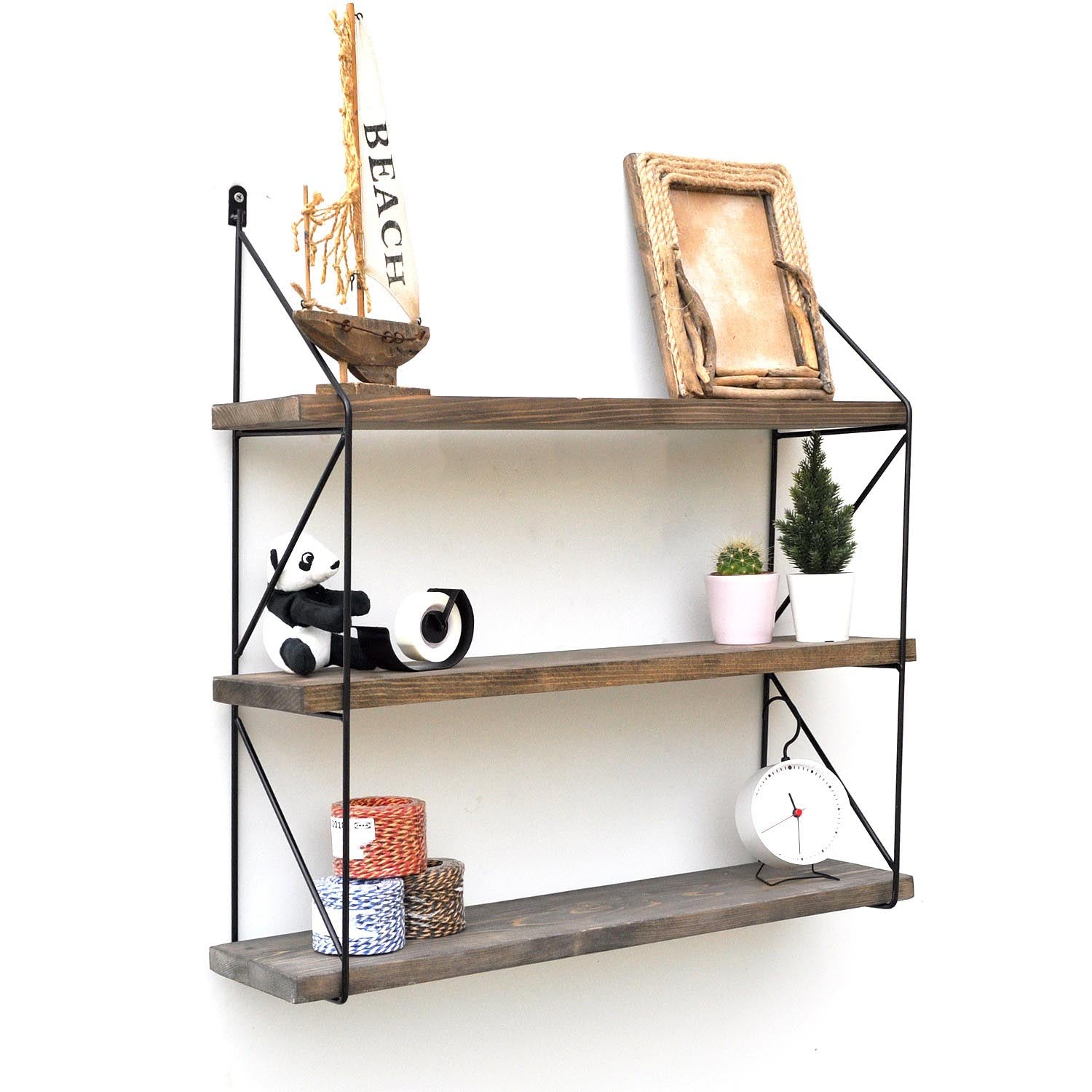 Wr040 in Walnuss Schwarz präsentiert im Onlineshop von KAQTU Design AG. Wandregal ist von Hanah Home