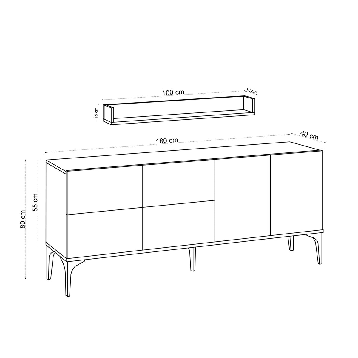 Stella High-Sideboard - Saphir- Eiche in Saphir- Eiche präsentiert im Onlineshop von KAQTU Design AG. High-Sideboard ist von Hanah Home