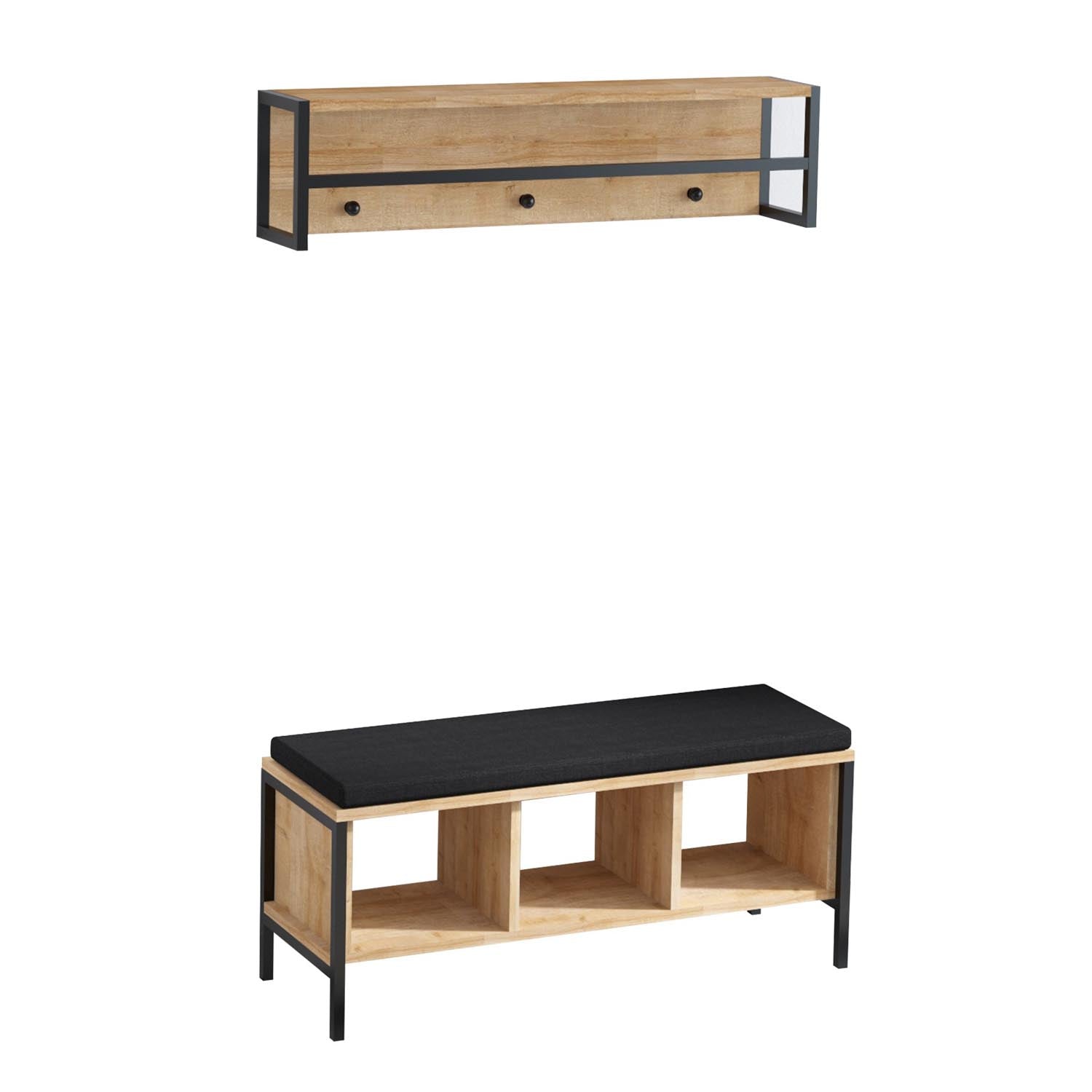 Shana in Eiche Schwarz präsentiert im Onlineshop von KAQTU Design AG. Garderobe ist von Hanah Home