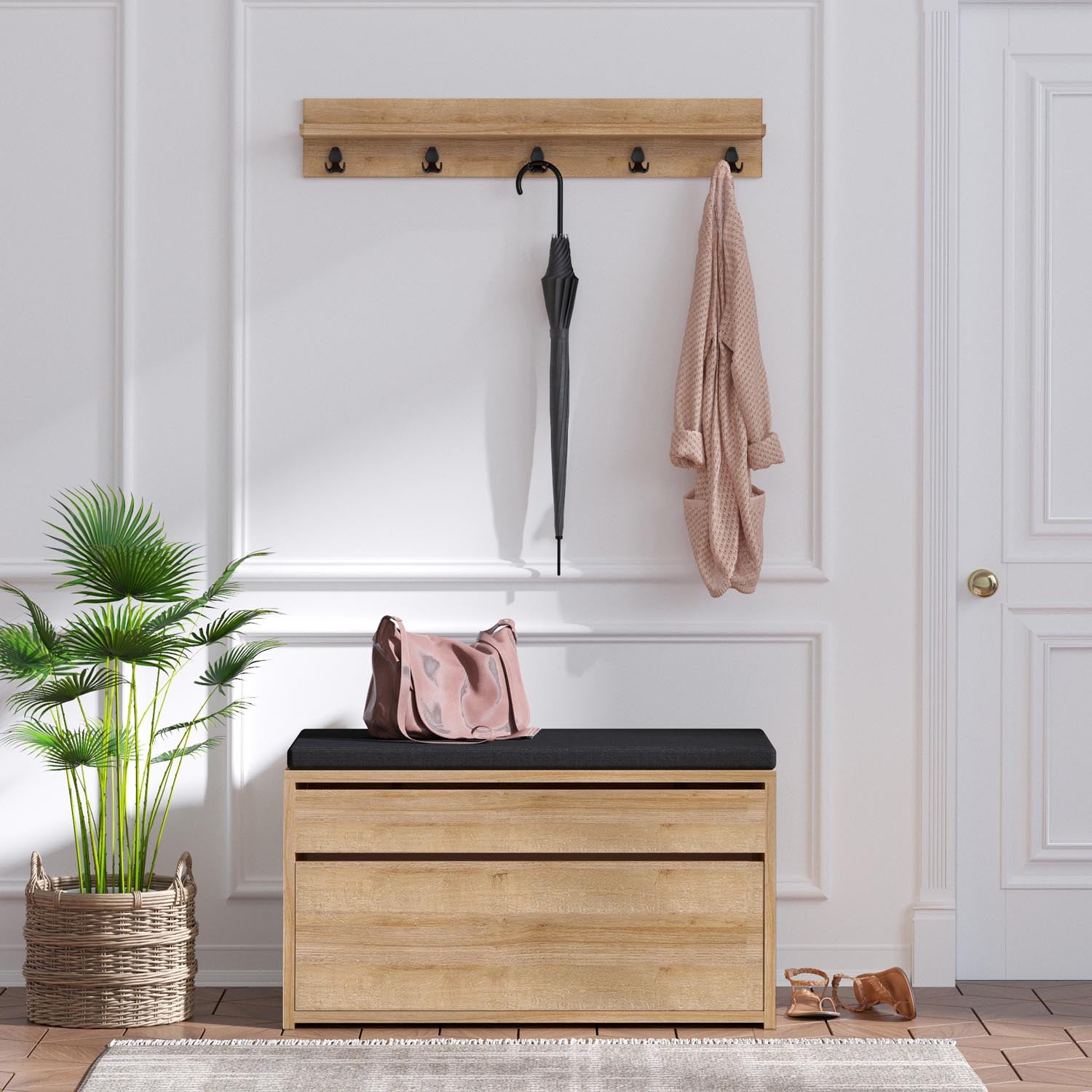 Boby in Eiche Schwarz präsentiert im Onlineshop von KAQTU Design AG. Garderobe ist von Hanah Home