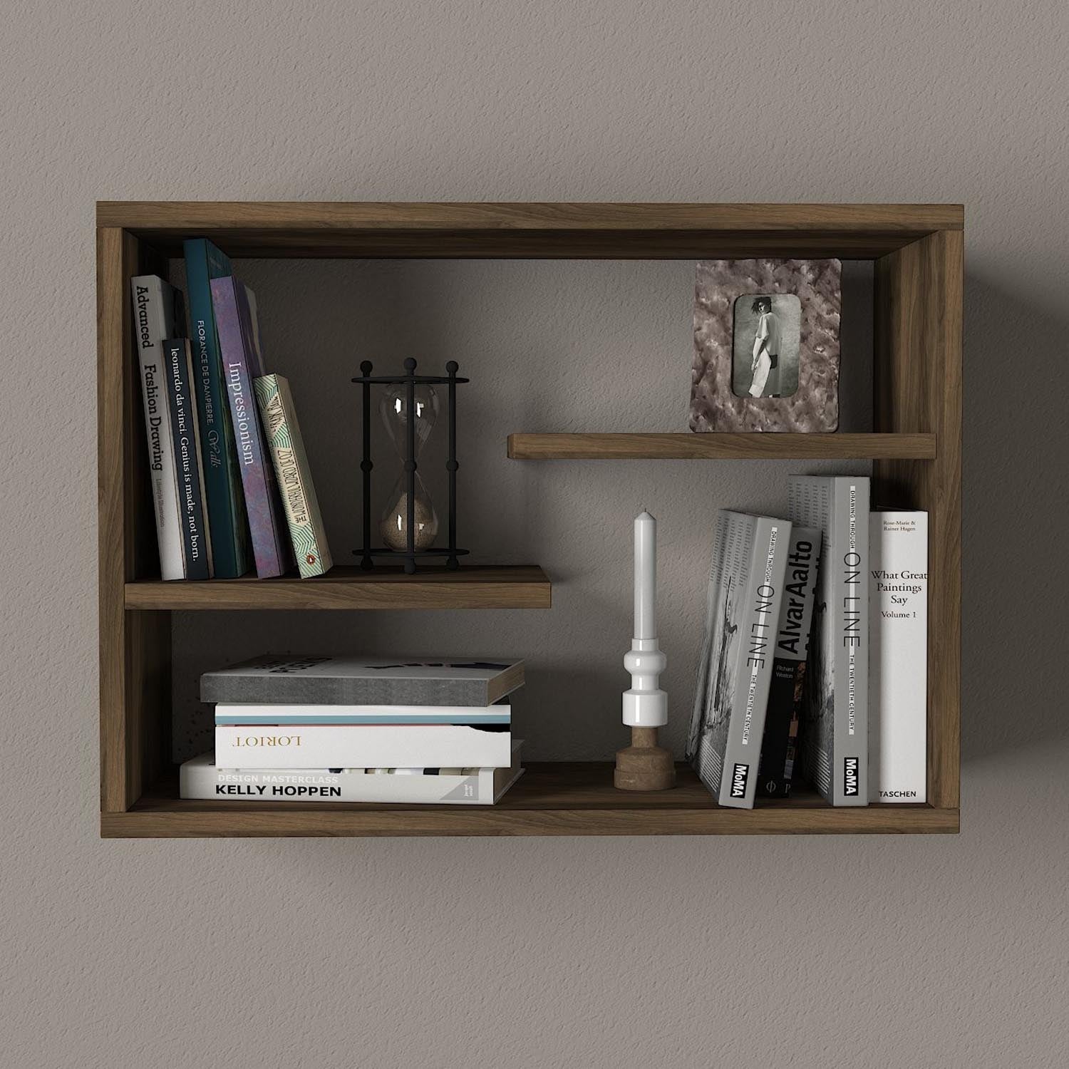 Tino - Walnut in Walnuss präsentiert im Onlineshop von KAQTU Design AG. Wandregal ist von Hanah Home