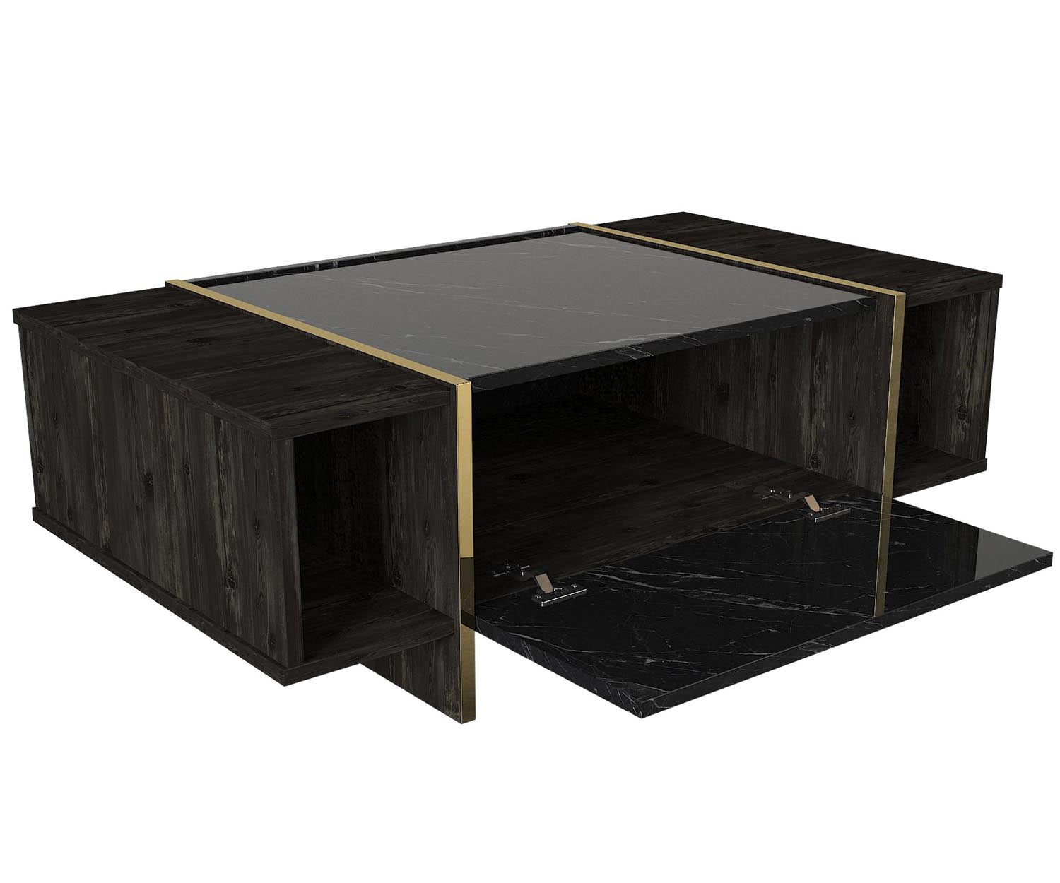 Veyron - Black, Gold in Schwarz Gold präsentiert im Onlineshop von KAQTU Design AG. Beistelltisch ist von Hanah Home