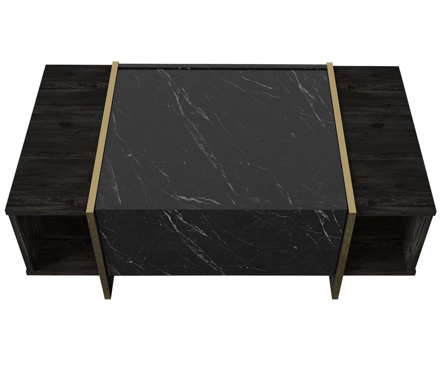 Veyron - Black, Gold in Schwarz Gold präsentiert im Onlineshop von KAQTU Design AG. Beistelltisch ist von Hanah Home