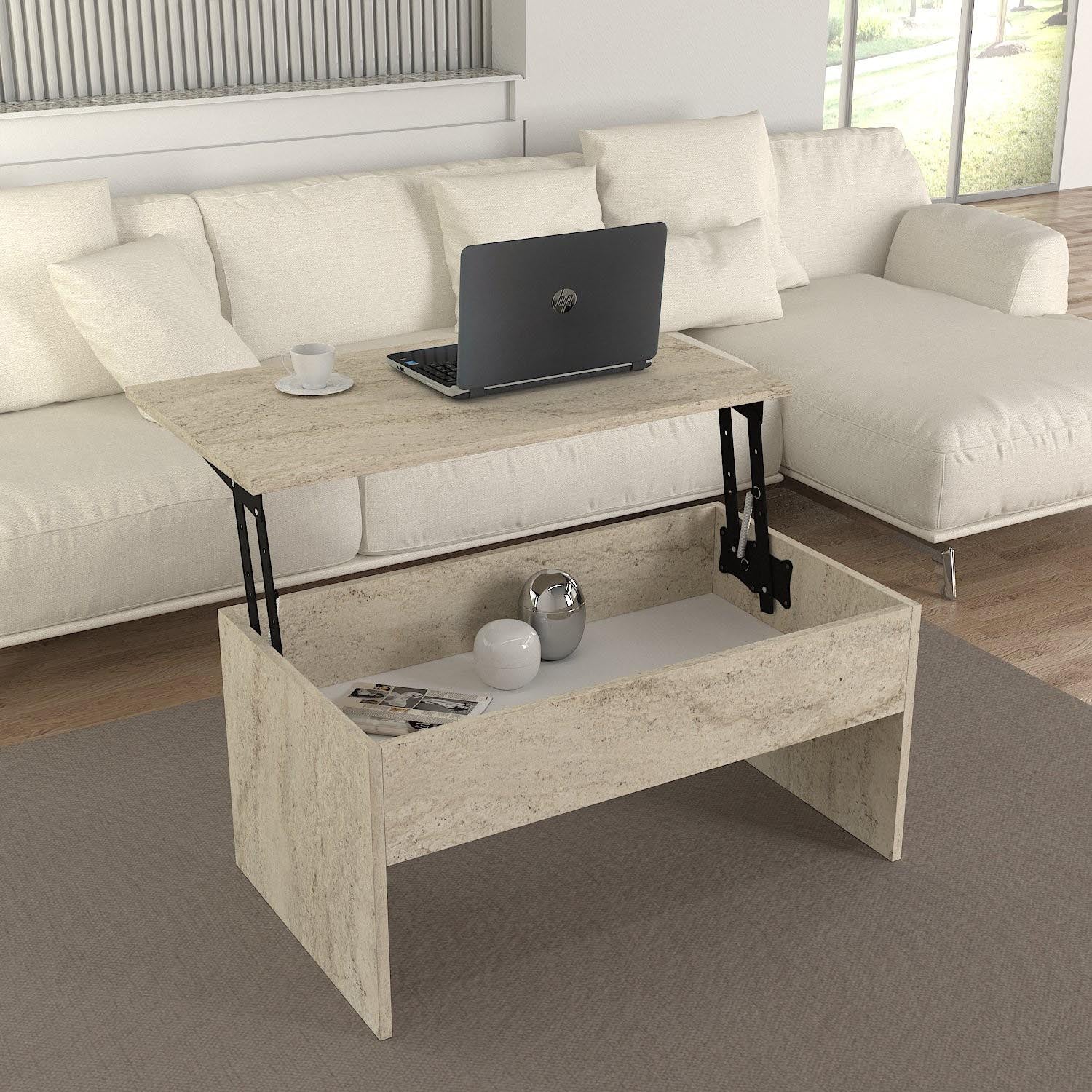 Akilli in Travertin präsentiert im Onlineshop von KAQTU Design AG. Beistelltisch ist von Hanah Home