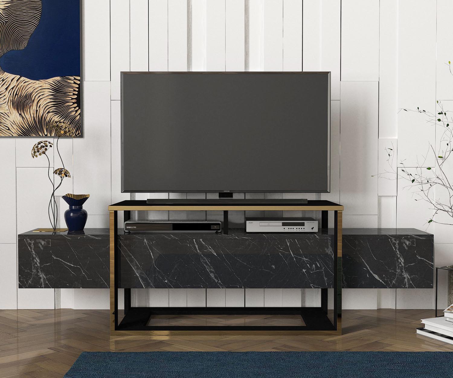 Bianco in Schwarz Gold präsentiert im Onlineshop von KAQTU Design AG. Sideboard ist von Hanah Home