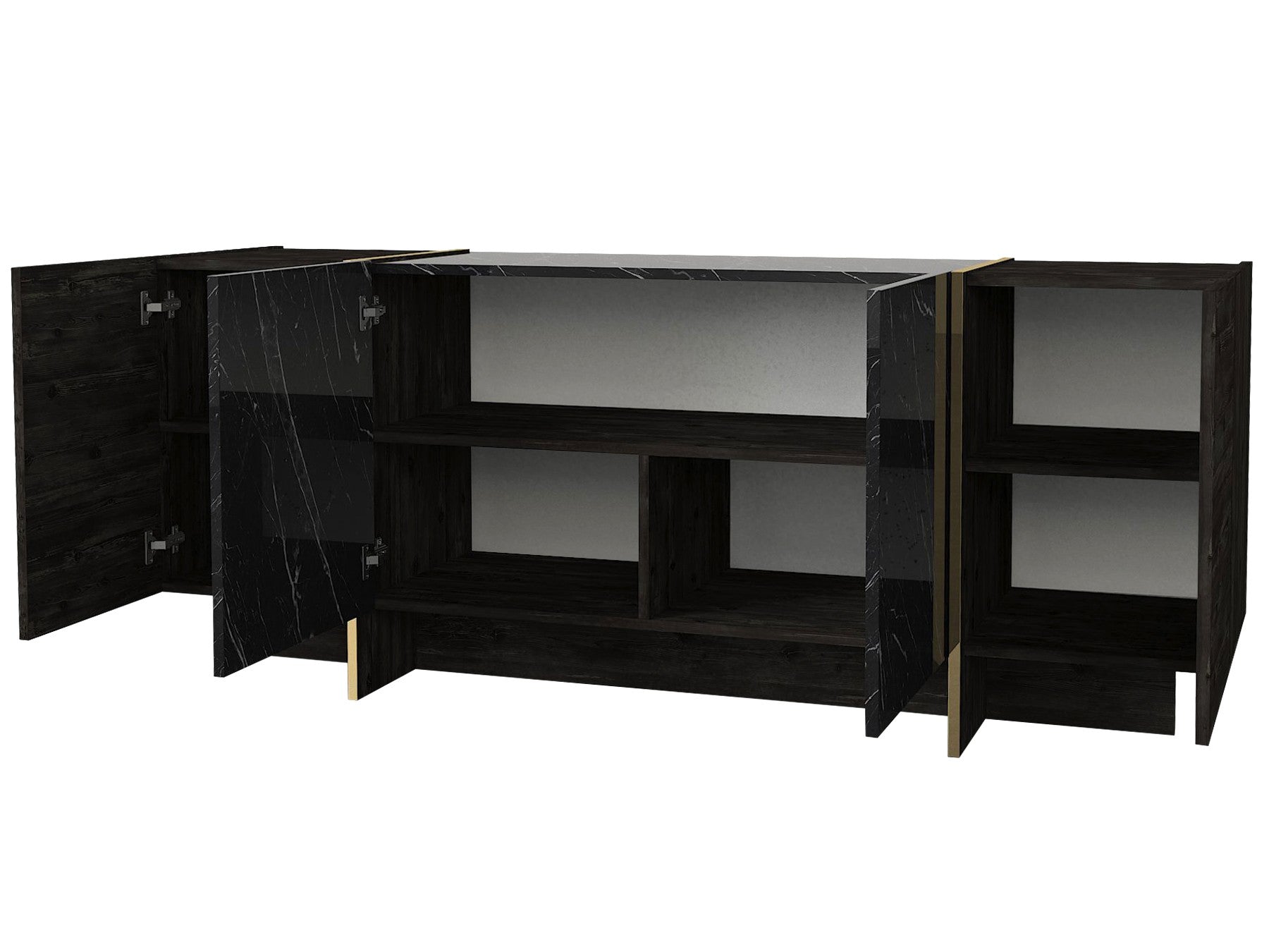 Veyron - Black, Gold in Schwarz Gold präsentiert im Onlineshop von KAQTU Design AG. High-Sideboard ist von Hanah Home