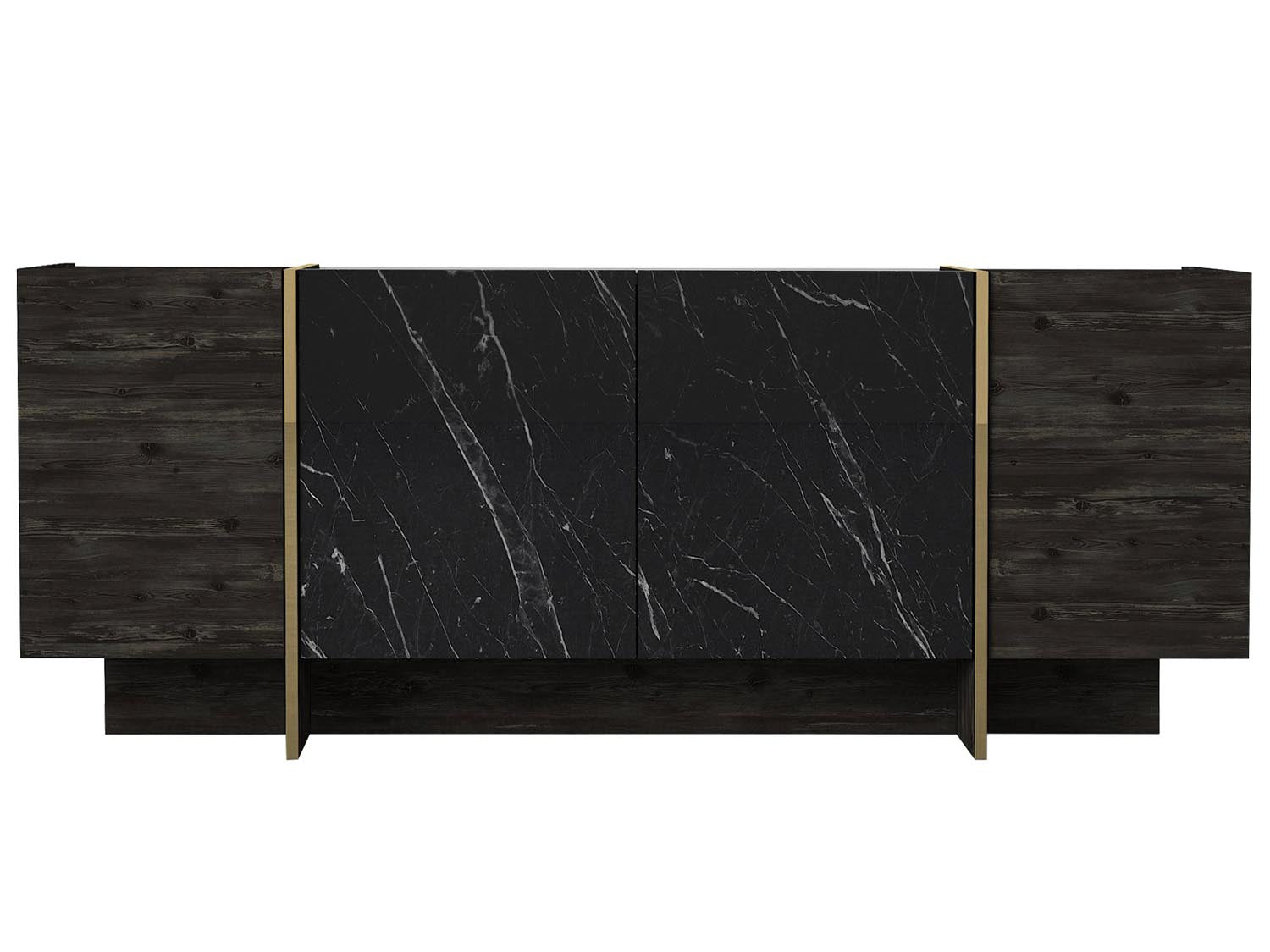 Veyron - Black, Gold in Schwarz Gold präsentiert im Onlineshop von KAQTU Design AG. High-Sideboard ist von Hanah Home