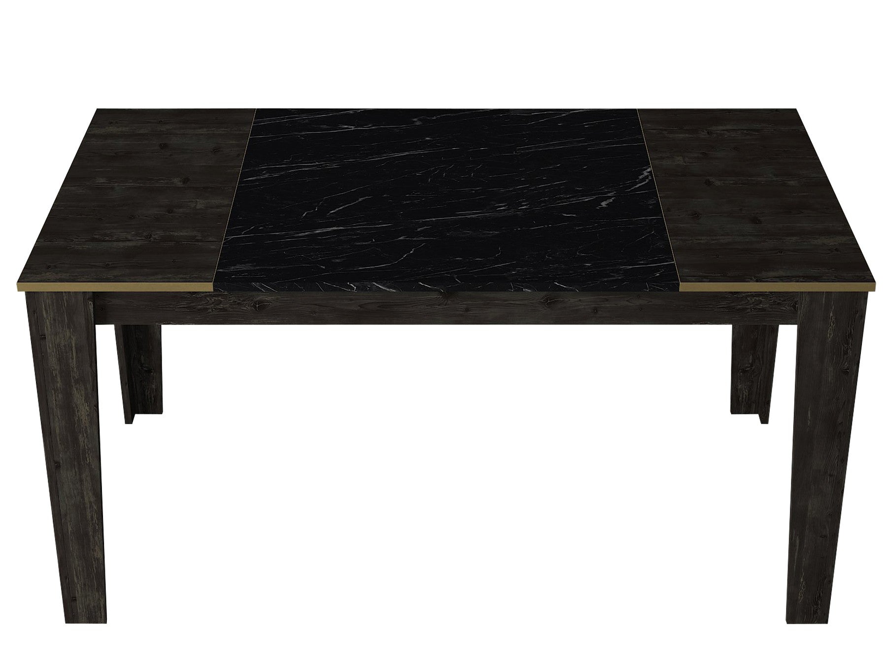 Entdecken Sie den Veyron Esstisch von Hanah Home – ein stilvolles, multifunktionales Möbelstück in edlem Schwarz und Gold, das Eleganz und Funktionalität vereint.