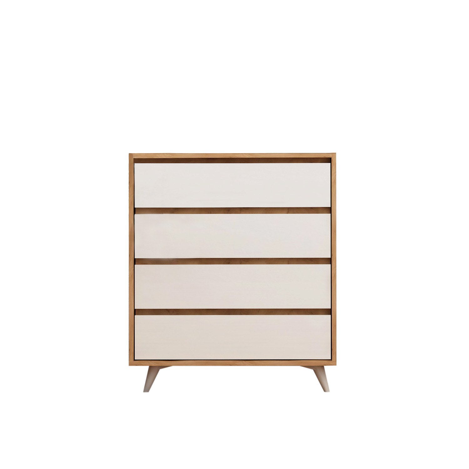Verleihen Sie Ihrem Schlafzimmer mit der eleganten Suvera Kommode in Eiche Weiß von Hanah Home neuen Glanz – stilvoll und funktional!