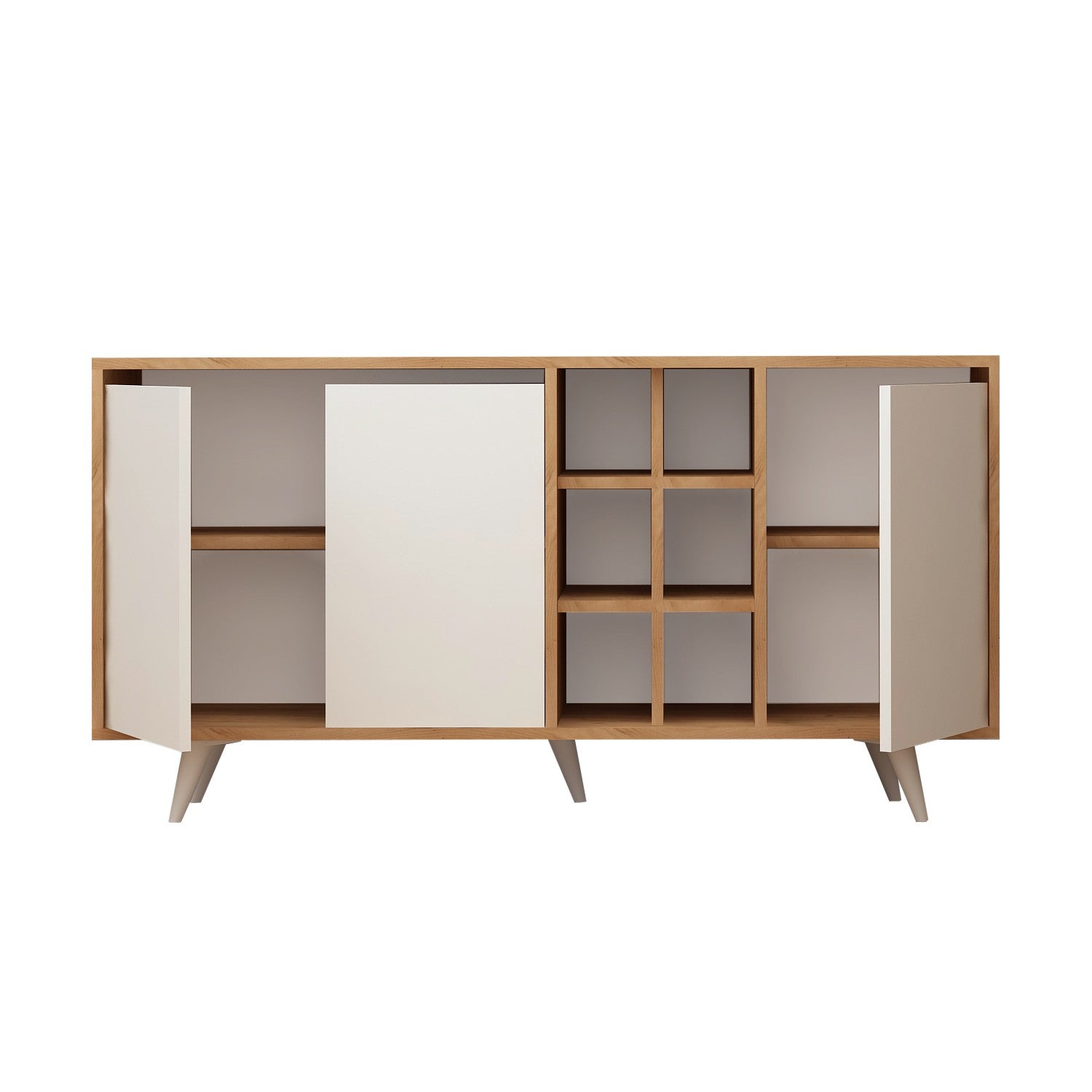 Seria in Eiche Weiss präsentiert im Onlineshop von KAQTU Design AG. High-Sideboard ist von Hanah Home