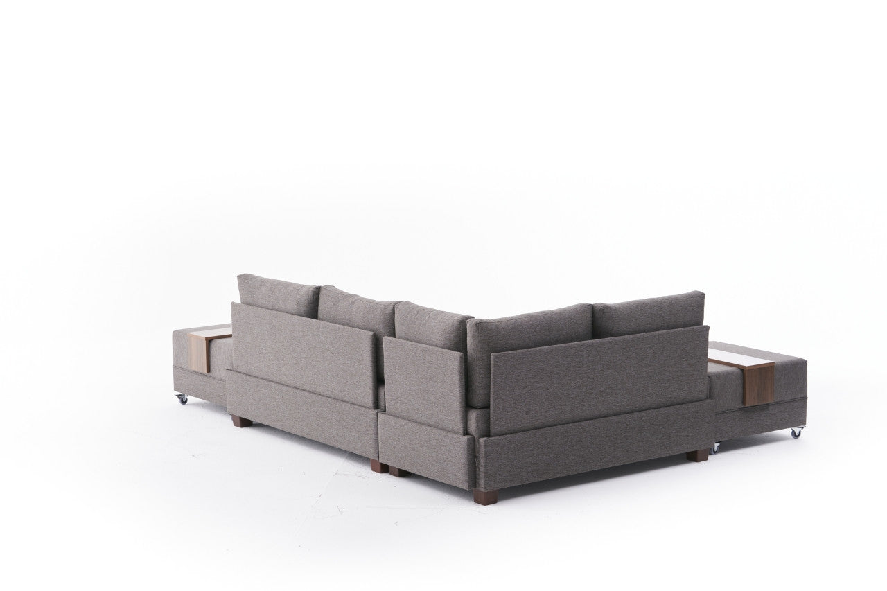 Fly Corner Sofa Bed Left - Brown in Braun präsentiert im Onlineshop von KAQTU Design AG. Bettsofa ist von Atelier Del Sofa