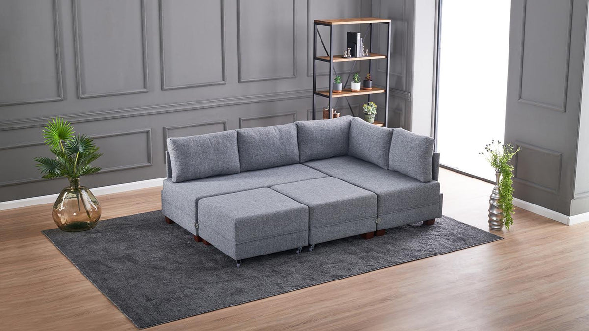 Fly Corner Sofa Bed Right Bettsofa - Grau in Grau präsentiert im Onlineshop von KAQTU Design AG. Bettsofa rechts ist von Atelier Del Sofa