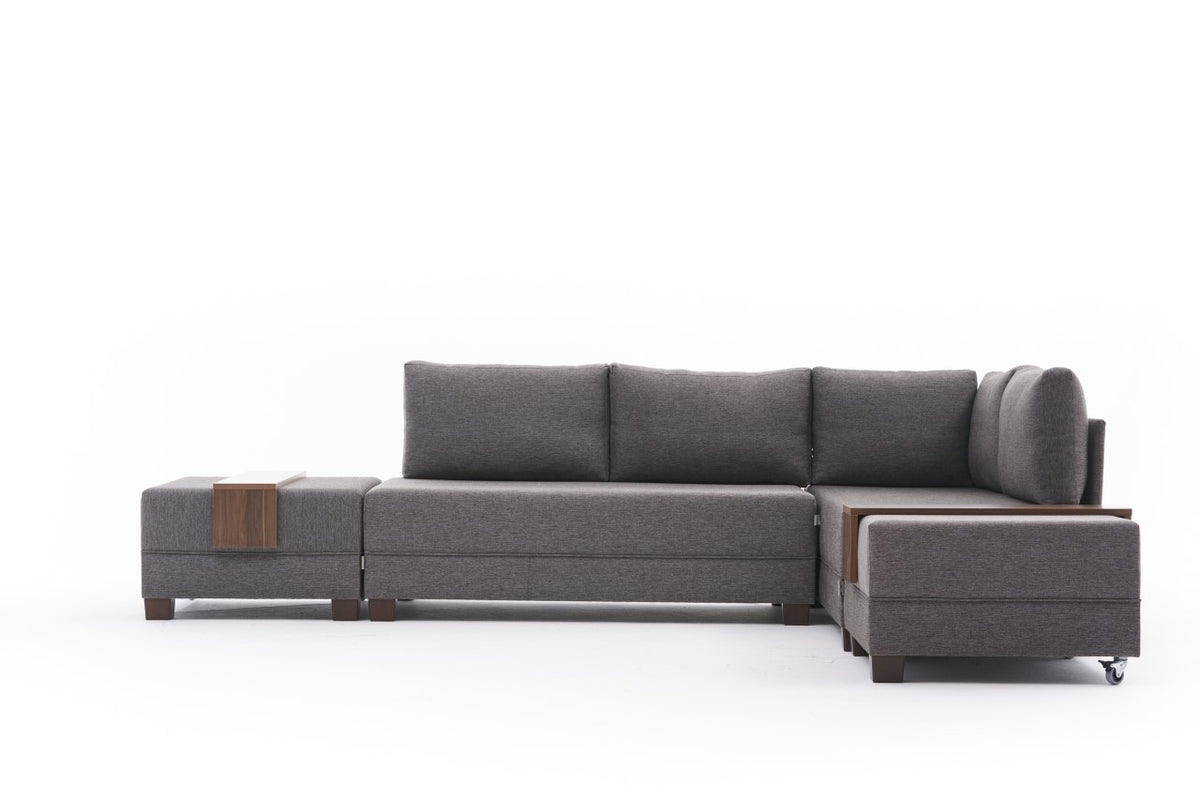 Fly Corner Sofa Bed Right Bettsofa - Braun in Braun präsentiert im Onlineshop von KAQTU Design AG. Bettsofa rechts ist von Atelier Del Sofa