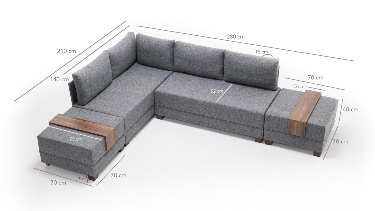 Fly Corner Sofa Bed Left Bettsofa - Grau in Grau präsentiert im Onlineshop von KAQTU Design AG. Bettsofa links ist von Atelier Del Sofa
