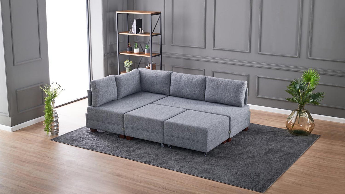 Fly Corner Sofa Bed Left Bettsofa - Grau in Grau präsentiert im Onlineshop von KAQTU Design AG. Bettsofa links ist von Atelier Del Sofa