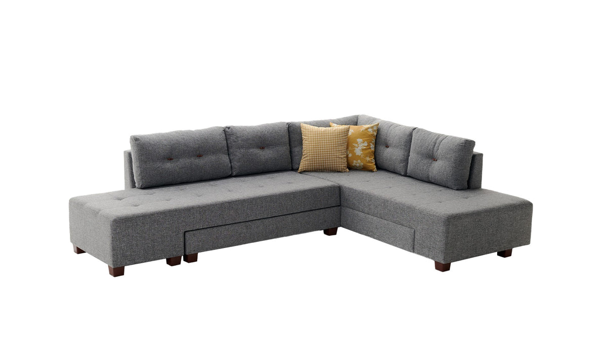 Manama Corner Sofa Bed Right Bettsofa - Grau in Grau präsentiert im Onlineshop von KAQTU Design AG. Bettsofa rechts ist von Atelier Del Sofa