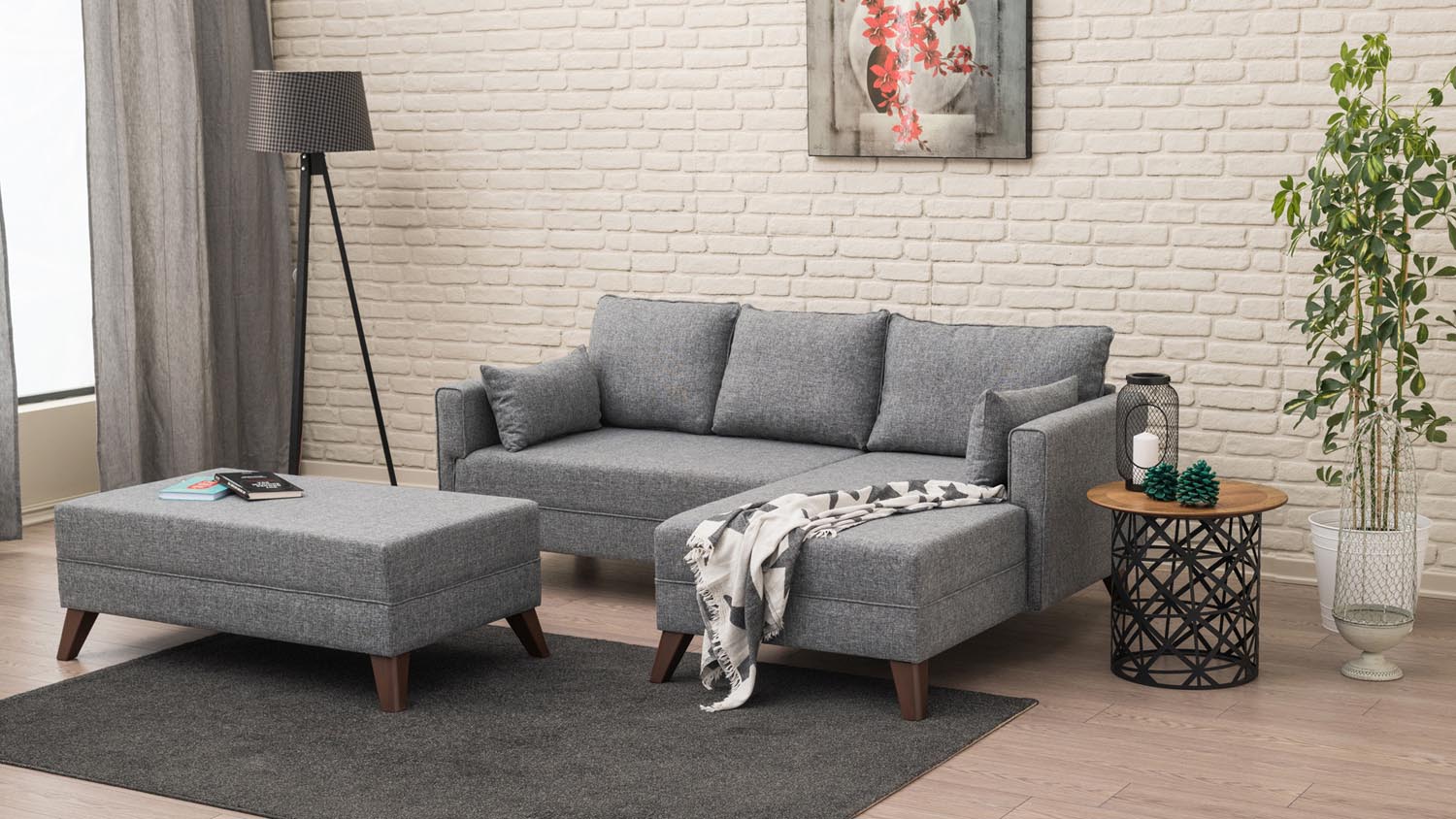 Bella Corner Sofa Right 2 in Grau präsentiert im Onlineshop von KAQTU Design AG. Bettsofa ist von Atelier Del Sofa