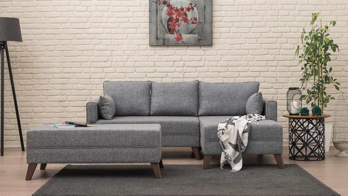 Bella Corner Sofa Right 2 Bettsofa - Grau in Grau präsentiert im Onlineshop von KAQTU Design AG. Bettsofa links ist von Atelier Del Sofa