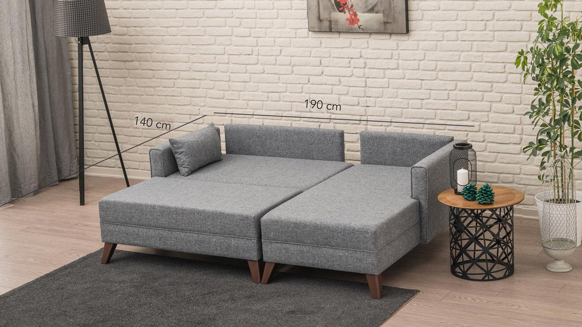 Bella Corner Sofa Right 2 Bettsofa - Grau in Grau präsentiert im Onlineshop von KAQTU Design AG. Bettsofa links ist von Atelier Del Sofa