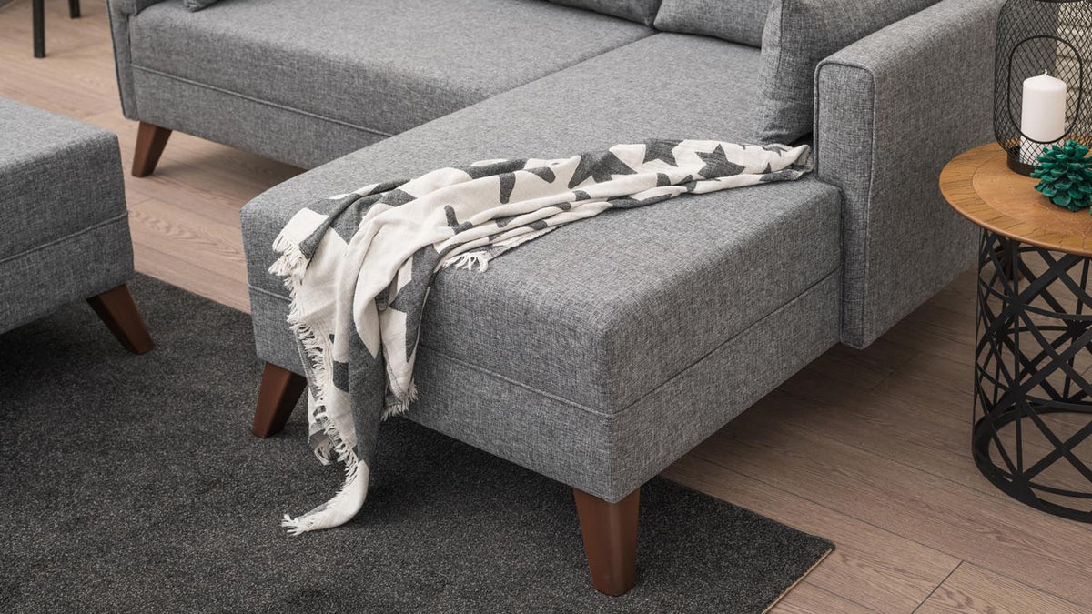 Bella Corner Sofa Right 2 Bettsofa - Grau in Grau präsentiert im Onlineshop von KAQTU Design AG. Bettsofa links ist von Atelier Del Sofa