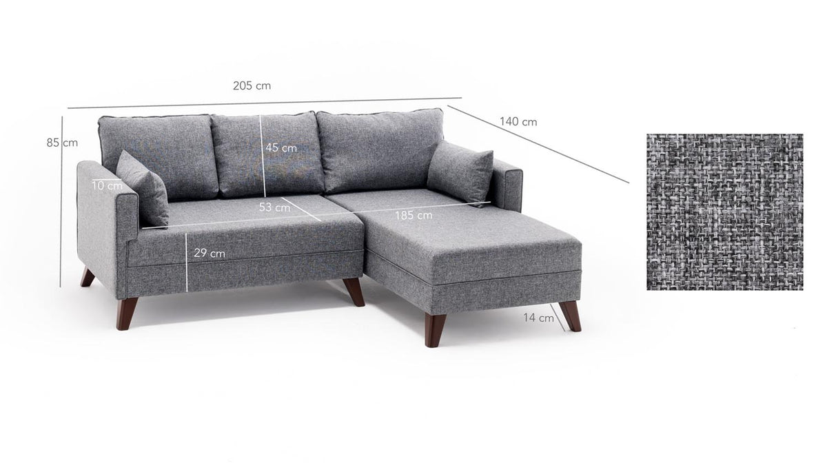 Bella Corner Sofa Right 2 Bettsofa - Grau in Grau präsentiert im Onlineshop von KAQTU Design AG. Bettsofa links ist von Atelier Del Sofa