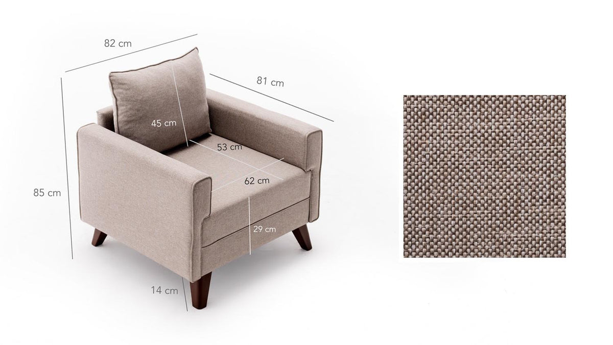 Bella Armchair Modulares Sofa - Sahne in Sahne präsentiert im Onlineshop von KAQTU Design AG. Sessel mit Armlehnen ist von Atelier Del Sofa
