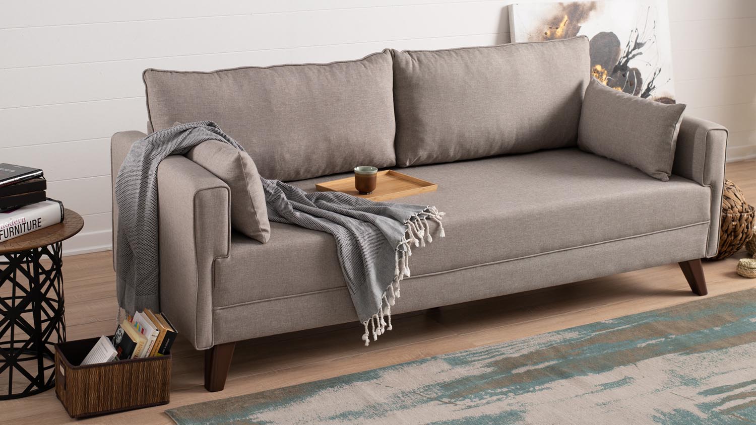 Bella Sofa Bed - Cream in Sahne präsentiert im Onlineshop von KAQTU Design AG. Bettsofa ist von Atelier Del Sofa
