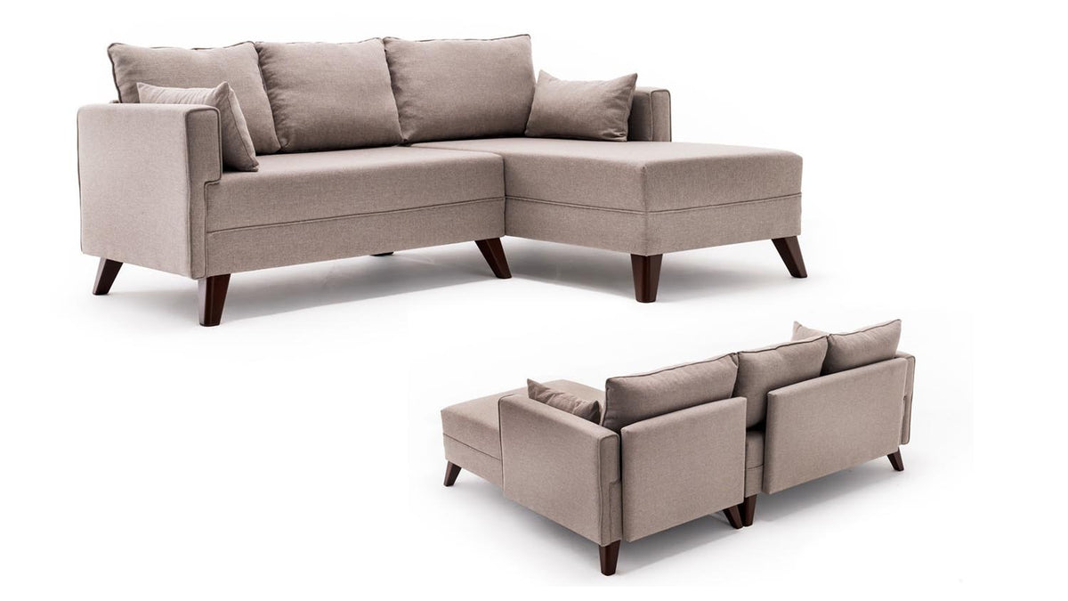 Bella Corner Sofa Right 2 Bettsofa - Sahne in Sahne präsentiert im Onlineshop von KAQTU Design AG. Bettsofa rechts ist von Atelier Del Sofa