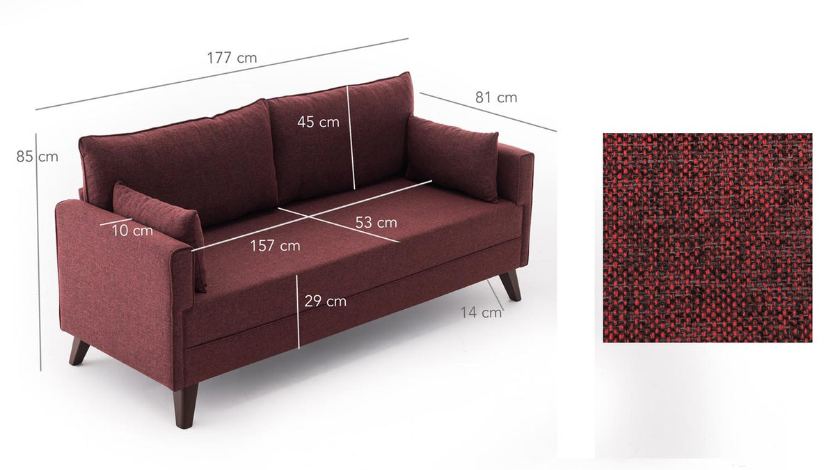 Bella Sofa For 2 Pr 2er Sofa - Karmesinrot in Karmesinrot präsentiert im Onlineshop von KAQTU Design AG. 2er Sofa ist von Atelier Del Sofa