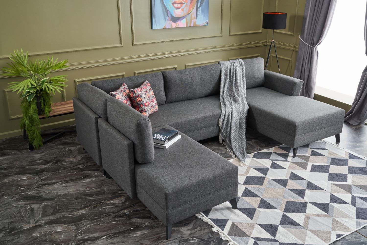 Efsun - Anthracite in Anthrazit präsentiert im Onlineshop von KAQTU Design AG. Bettsofa ist von Atelier Del Sofa