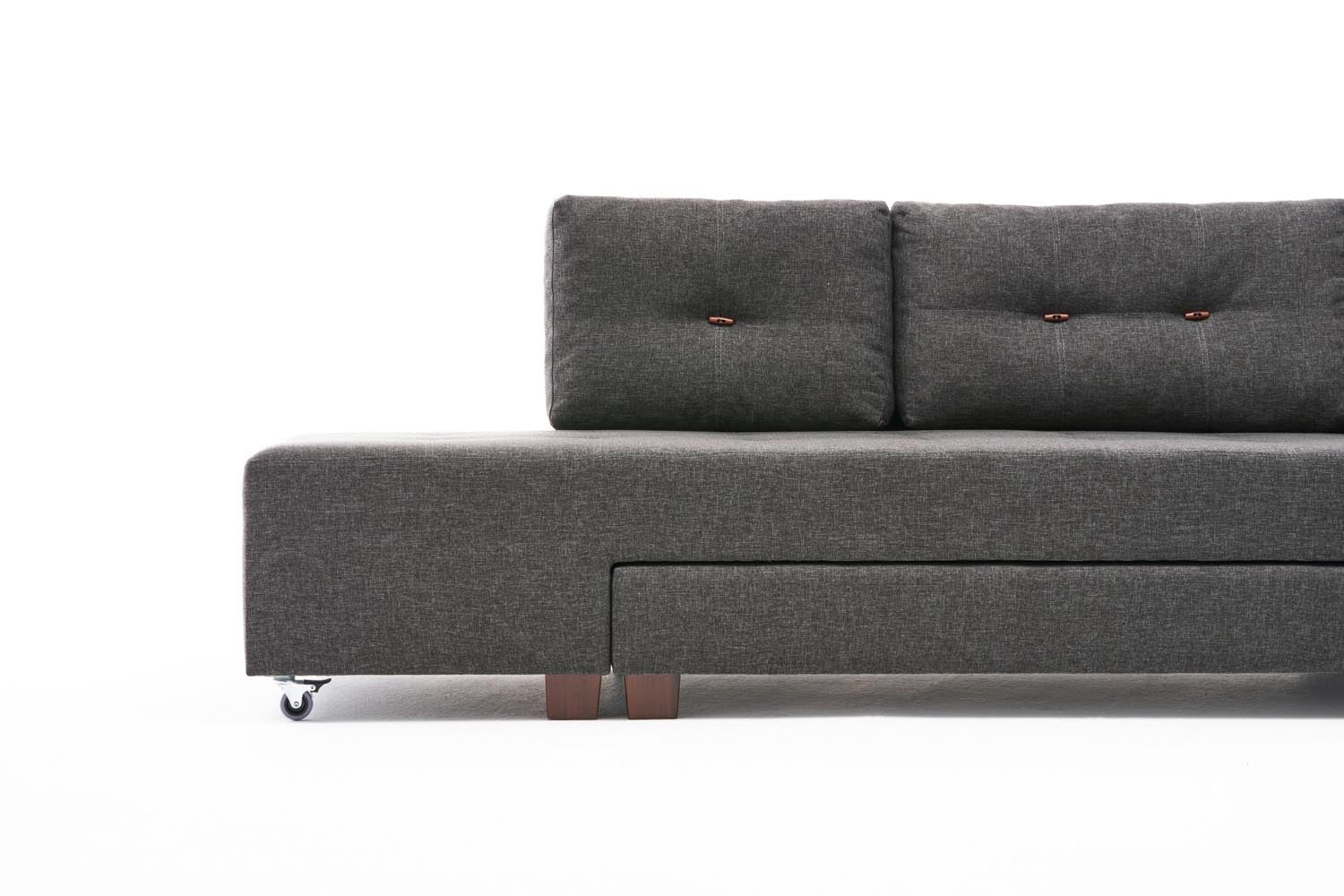 Manama Corner Sofa Bed Left - Anthracite in Anthrazit präsentiert im Onlineshop von KAQTU Design AG. Bettsofa ist von Atelier Del Sofa