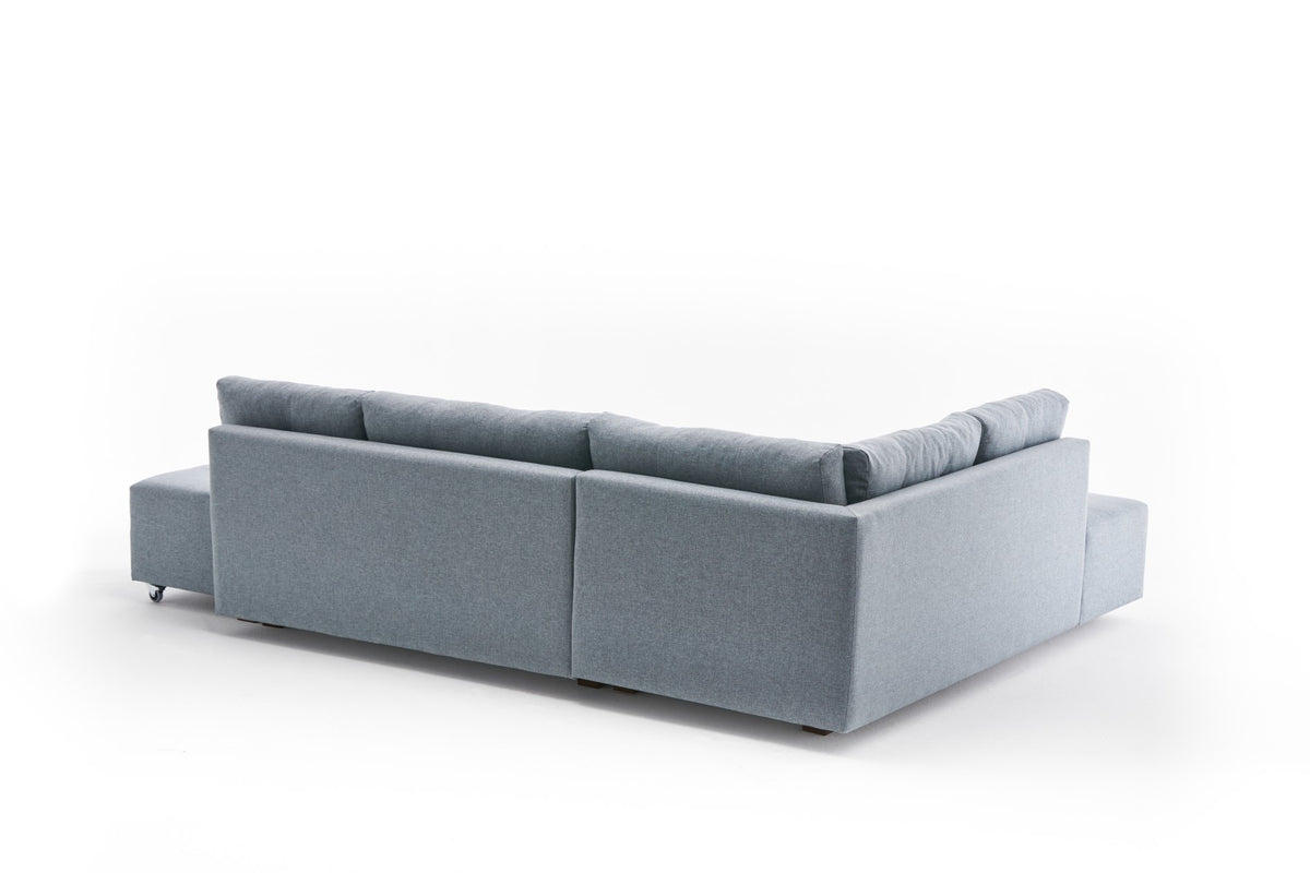 Manama Corner Sofa Bed Left Bettsofa - Helles Blau in Helles Blau präsentiert im Onlineshop von KAQTU Design AG. Bettsofa links ist von Atelier Del Sofa