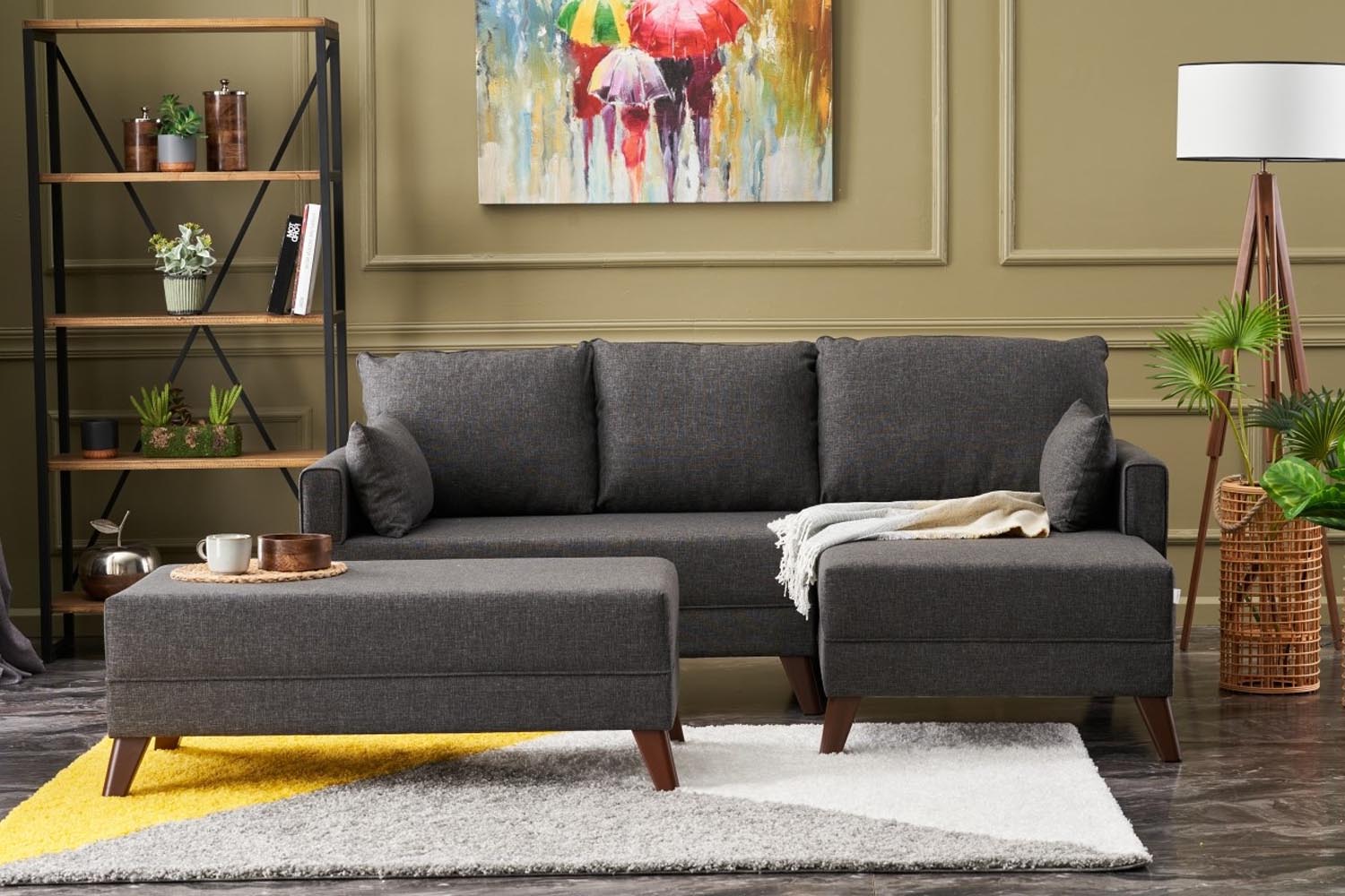 Bella Mini Corner Sofa Right - Anthracite in Anthrazit präsentiert im Onlineshop von KAQTU Design AG. Bettsofa ist von Atelier Del Sofa