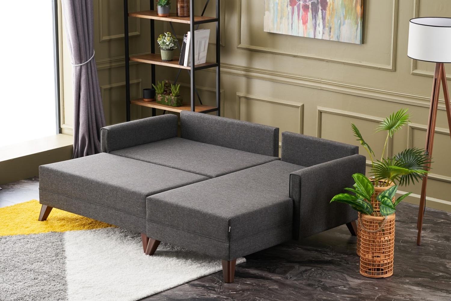 Bella Mini Corner Sofa Right - Anthracite in Anthrazit präsentiert im Onlineshop von KAQTU Design AG. Bettsofa ist von Atelier Del Sofa