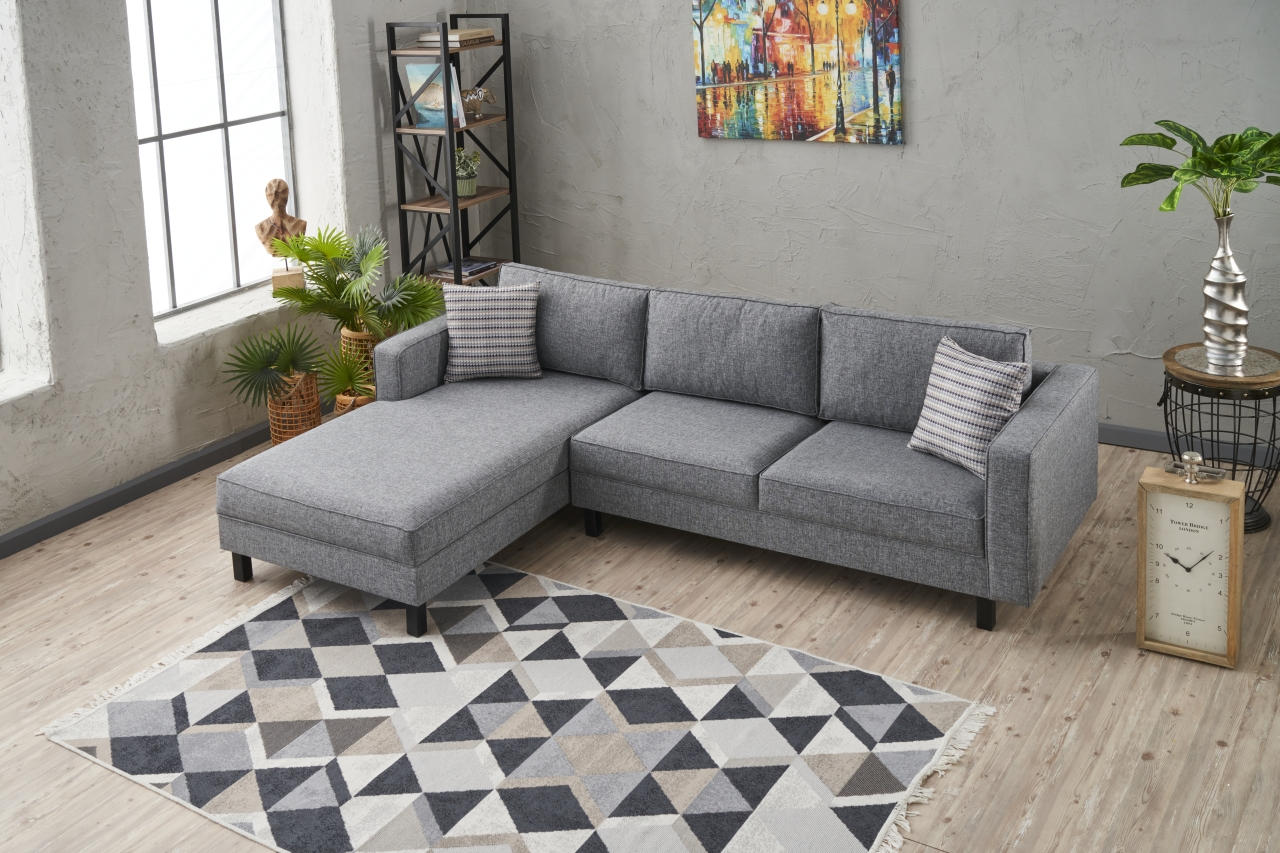 Kale Linen Left - Grey in Grau präsentiert im Onlineshop von KAQTU Design AG. Ecksofa ist von Atelier Del Sofa