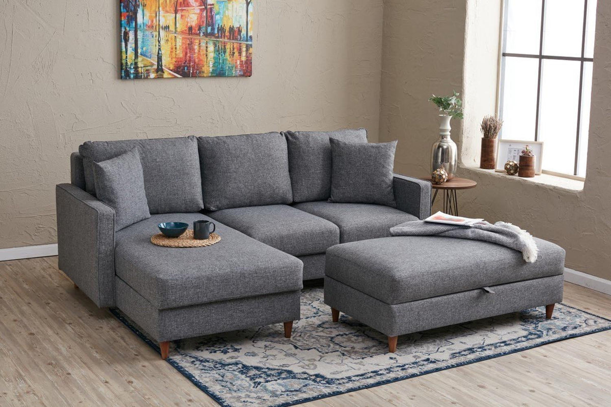 Eva Left Ecksofa - Grau in Grau präsentiert im Onlineshop von KAQTU Design AG. L-Sofa rechts ist von Atelier Del Sofa