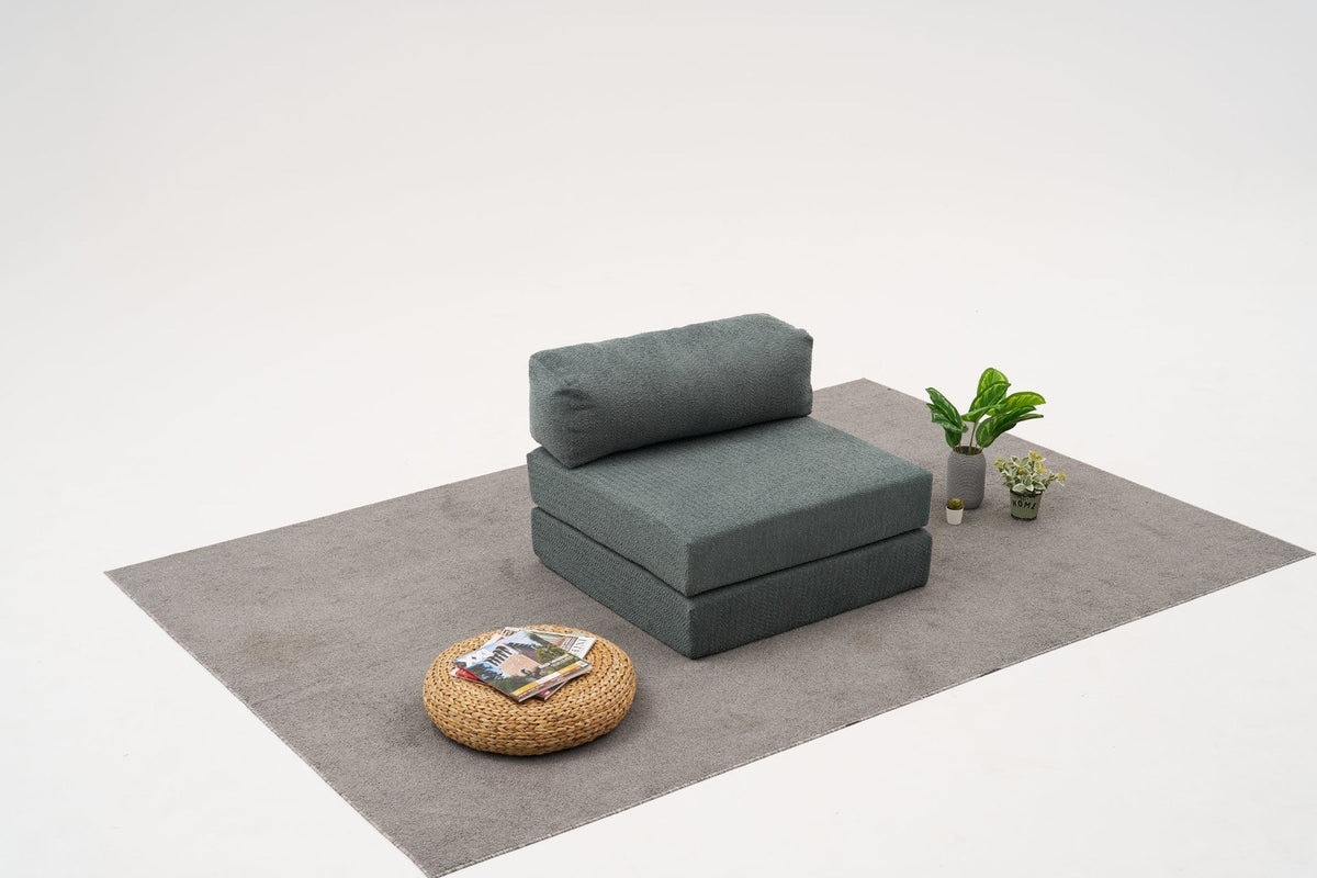 Grüner Sessel Comfort 1-Sitzer Sofa von Atelier Del Sofa mit Chenille-Bezug, gepolsterter Sitz- und Rückenfläche, kompakte Form, 95 x 95 x 75 cm.