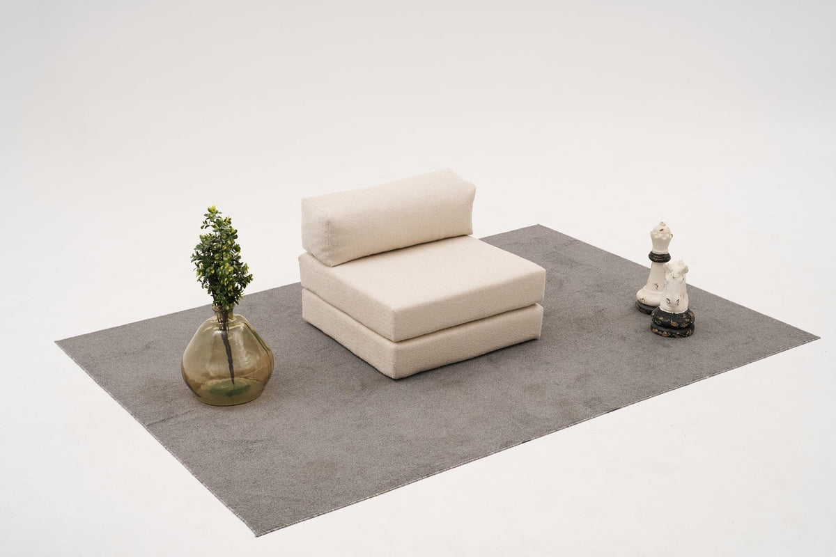 Comfort 1-Sitzer Sofa von Atelier Del Sofa: Sessel mit Bezug aus 100% Chenille in Creme, Breite 95 cm, Tiefe 95 cm, Höhe 75 cm.