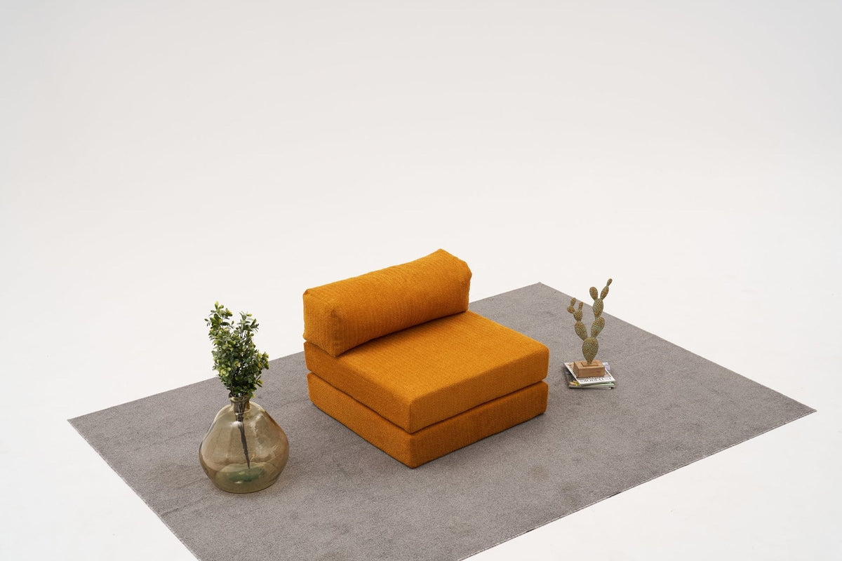 Comfort 1-Sitzer Sofa von Atelier Del Sofa, orangefarbener Sessel mit Chenille-Bezug, kompakte Form mit gepolsterter Sitz- und Rückenfläche