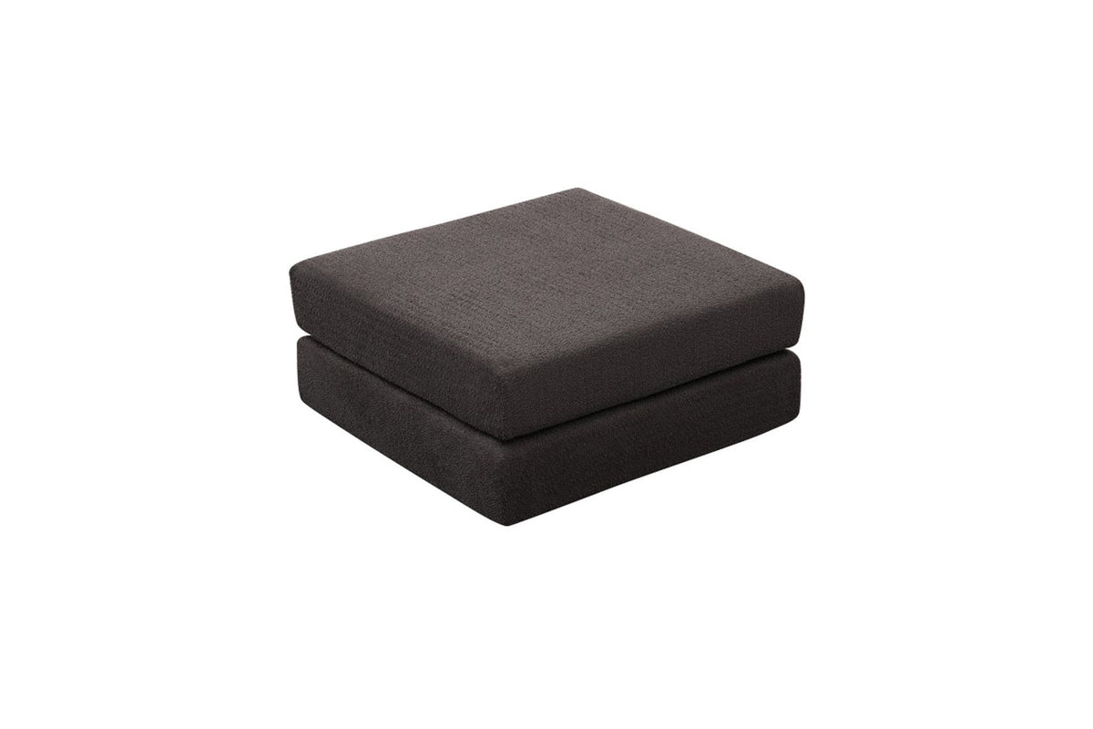 Comfort Pouf von Atelier Del Sofa in Anthrazit, quadratische Form mit Chenille-Bezug, Sitzfläche gepolstert mit Weichschaum, Masse 95x95x43cm
