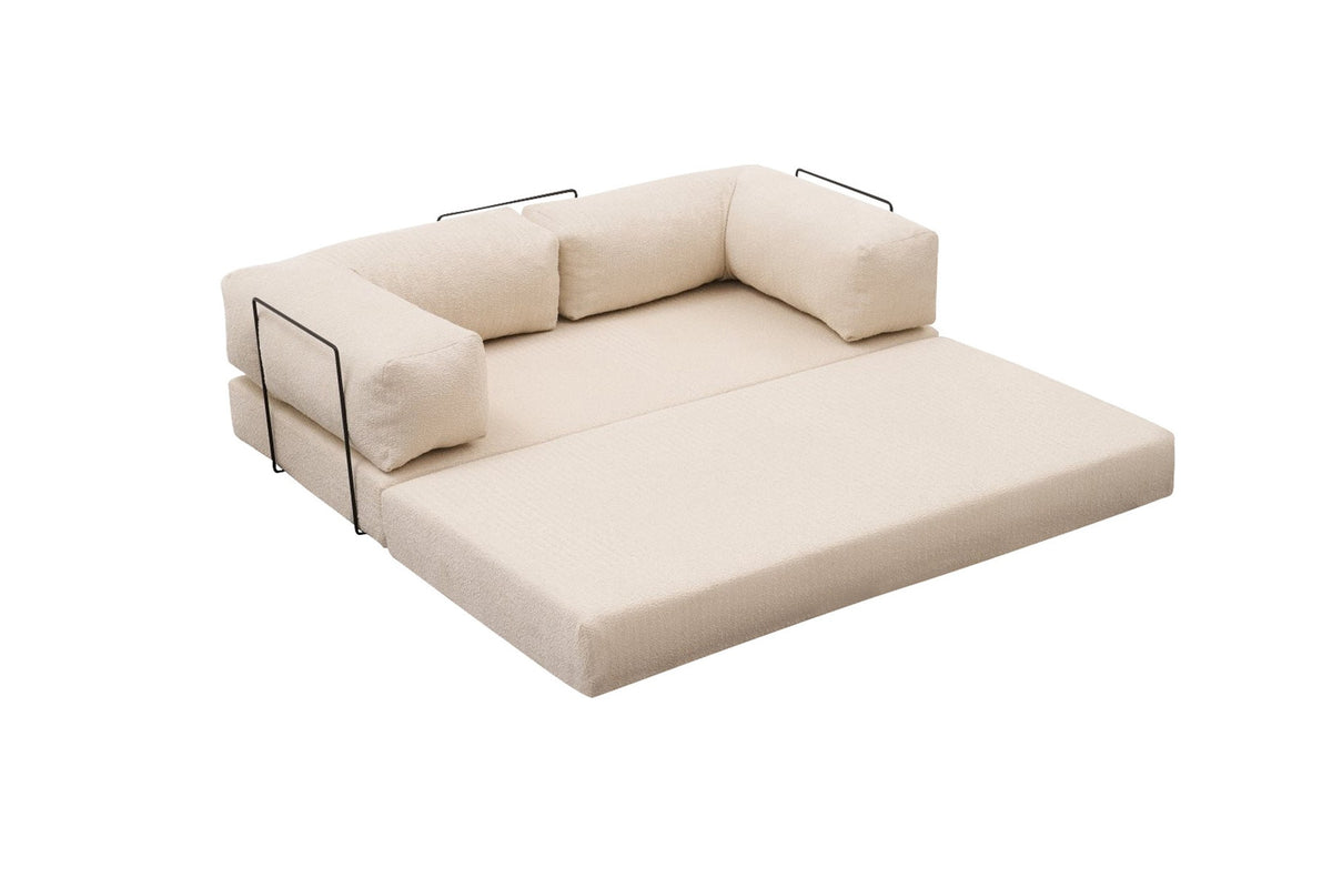 Comfort Ecksofa von Atelier Del Sofa in Creme, Bezug aus 100% Chenille, Eckform mit ausklappbarer Liegefläche, Grösse 290 x 95 x 75 cm