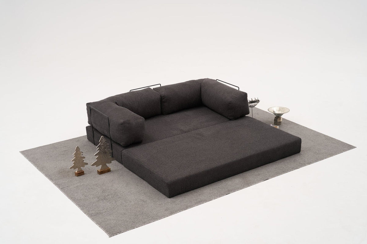 Comfort Mini-Ecksofa in Anthrazit mit Chenille-Bezug, kompaktem Ecksofa-Design und sichtbarer Sitzfläche aus Weichschaum, Türkei-Produktion.