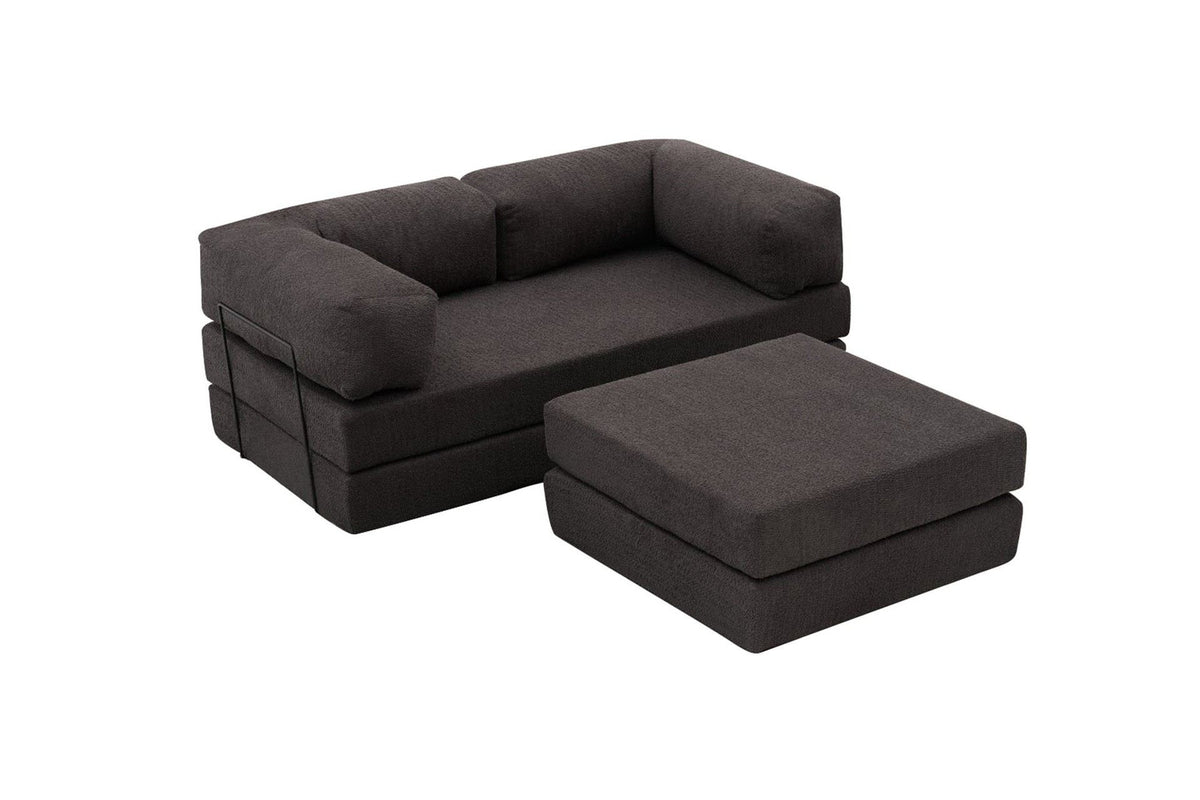 Comfort Mini-Ecksofa in Anthrazit mit Chenille-Bezug, kompaktem Ecksofa-Design und sichtbarer Sitzfläche aus Weichschaum, Türkei-Produktion.