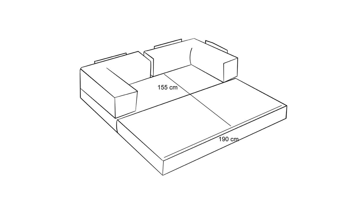 Comfort Mini-Ecksofa von Atelier Del Sofa in Creme, Bezug aus 100% Chenille, kompaktes Ecksofa mit ausziehbarer Liegefläche, Masse 190 x 95 x 75 cm