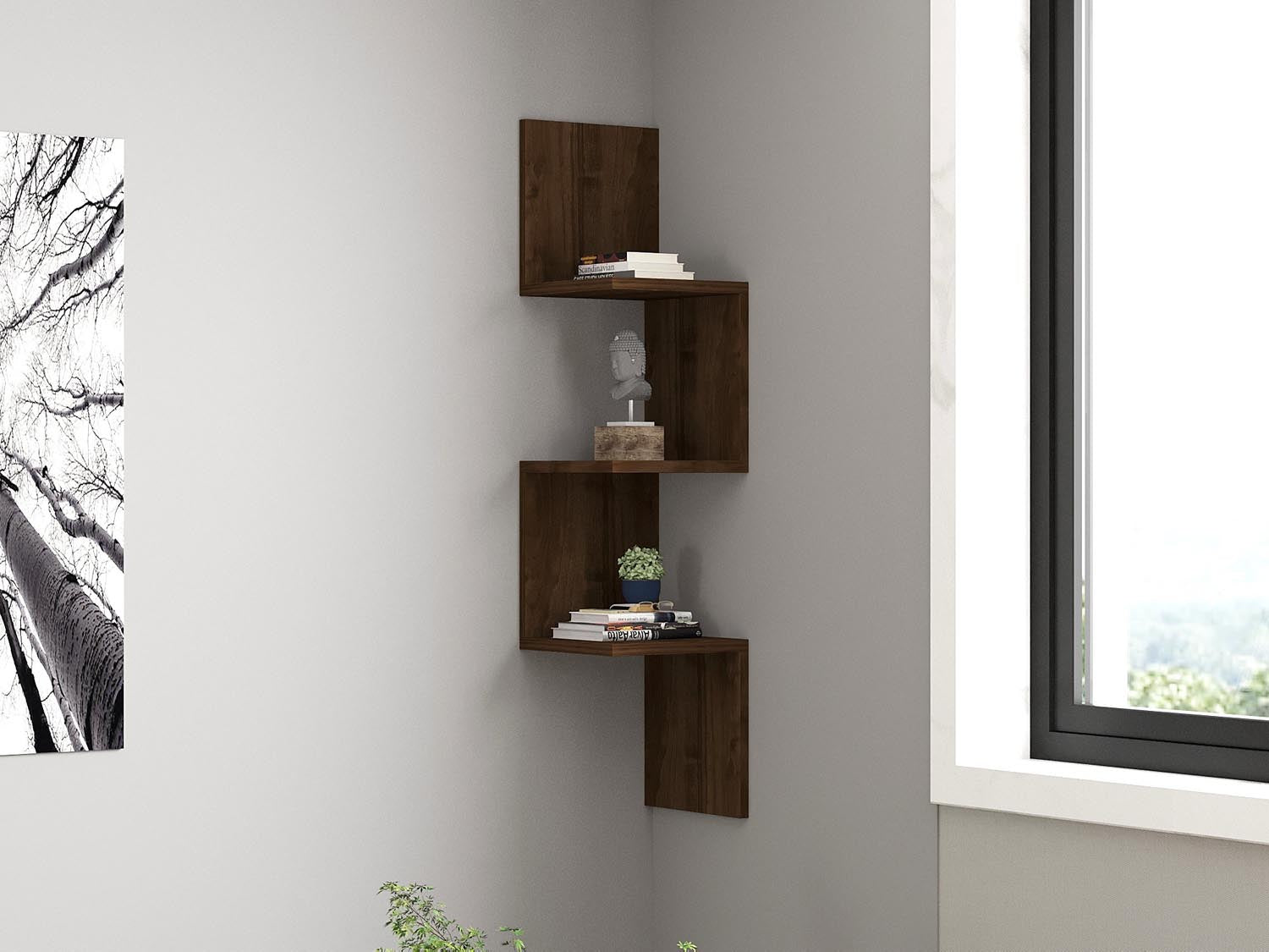 Zikzak - Walnut in Walnuss präsentiert im Onlineshop von KAQTU Design AG. Wandregal ist von Hanah Home