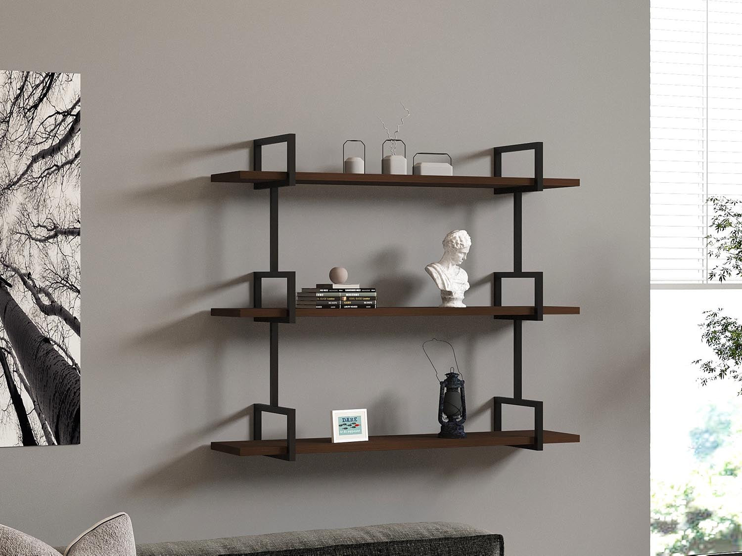 Uras - Walnut in Walnuss präsentiert im Onlineshop von KAQTU Design AG. Wandregal ist von Hanah Home